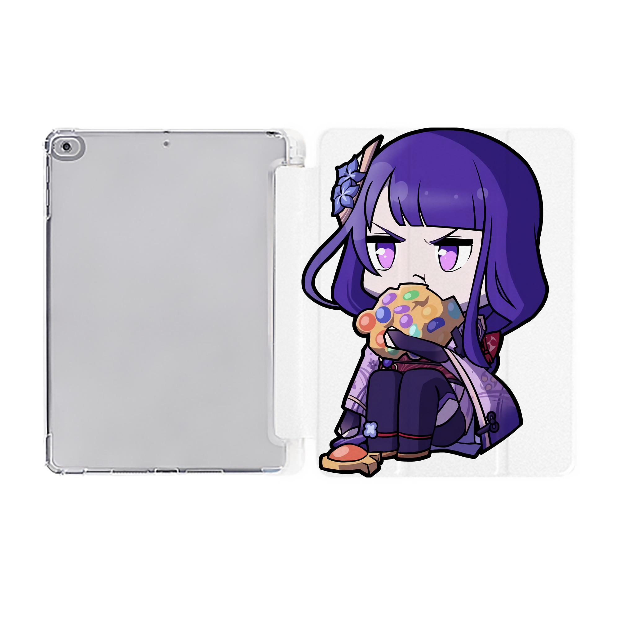 げんし神 雷電将軍 らいでんしょうぐん genshin Raiden Shogun IPad ケース ペン収納付き 三つ折りスタンド PUレザー×シリコン 対応機種9.5/10.5/10.9インチ